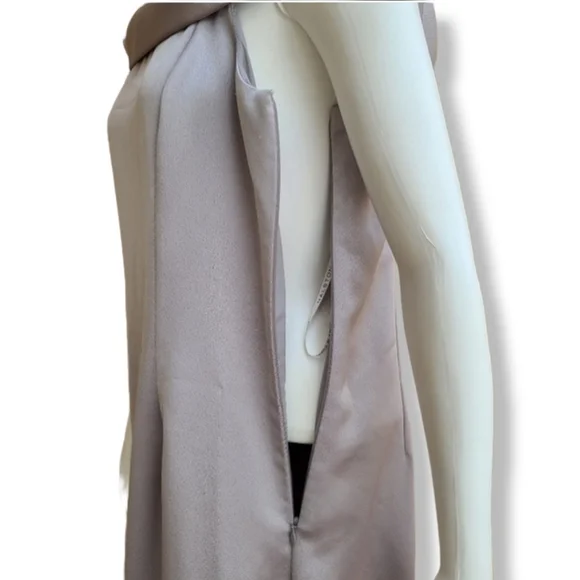 HALSTON HERITAGE Column Floor Length Gown 12 Champagne Draped Formal Prom Bridal - Picture 13 of 16